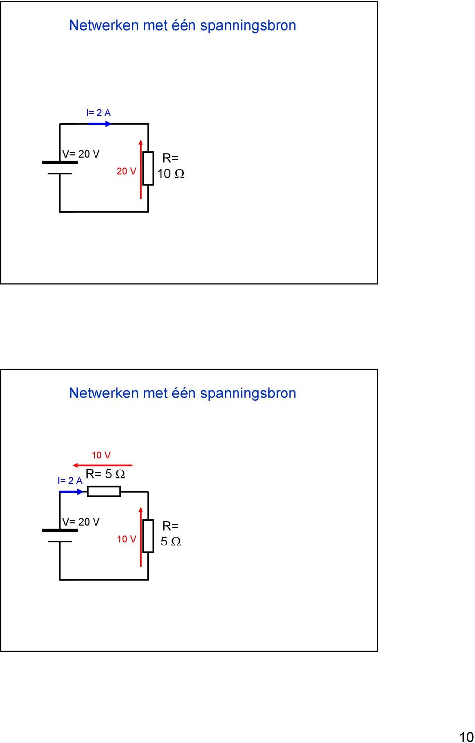 V 10 Ω  spanningsbron 10 V 5