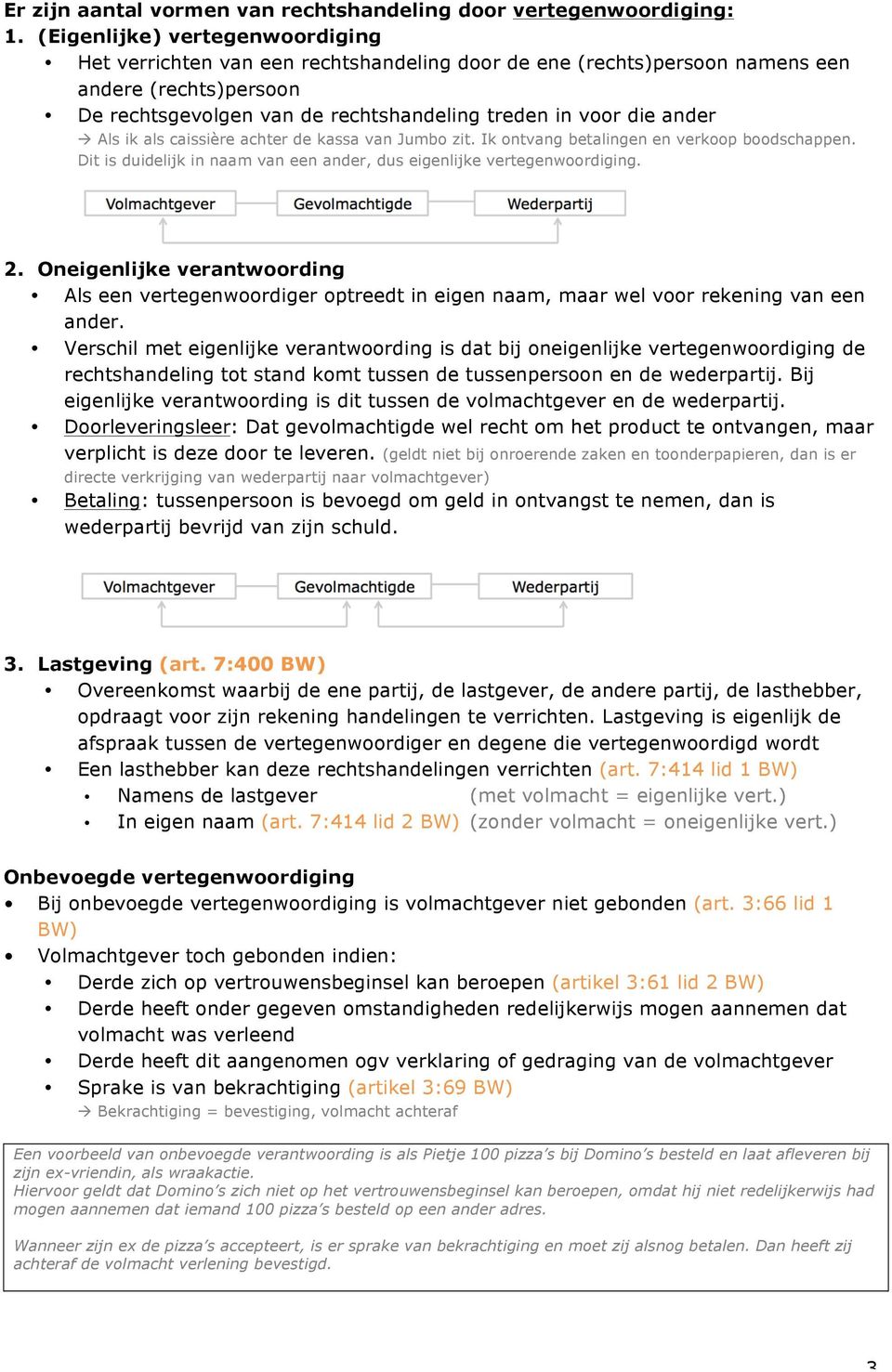 Als ik als caissière achter de kassa van Jumbo zit. Ik ontvang betalingen en verkoop boodschappen. Dit is duidelijk in naam van een ander, dus eigenlijke vertegenwoordiging. 2.