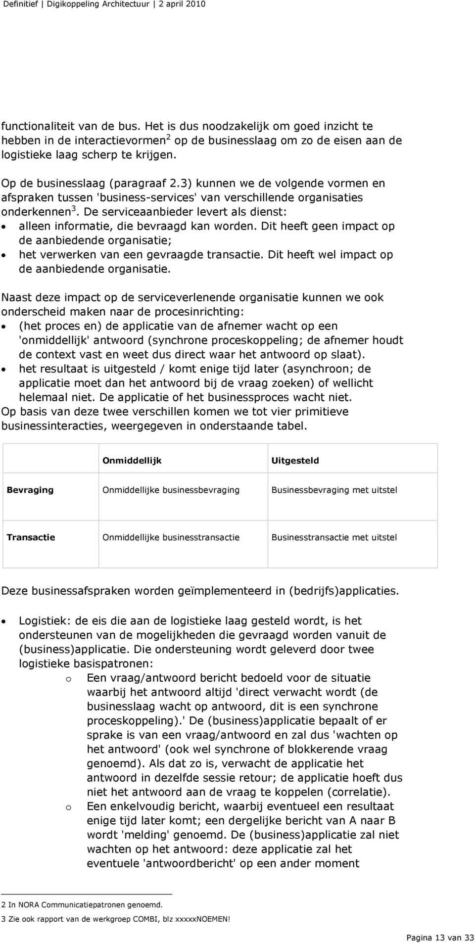 De serviceaanbieder levert als dienst: alleen informatie, die bevraagd kan worden. Dit heeft geen impact op de aanbiedende organisatie; het verwerken van een gevraagde transactie.