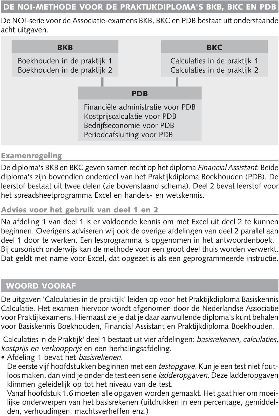 Bedrijfseconomie voor PDB Periodeafsluiting voor PDB Examenregeling De diploma's BKB en BKC geven samen recht op het diploma Financial Assistant.