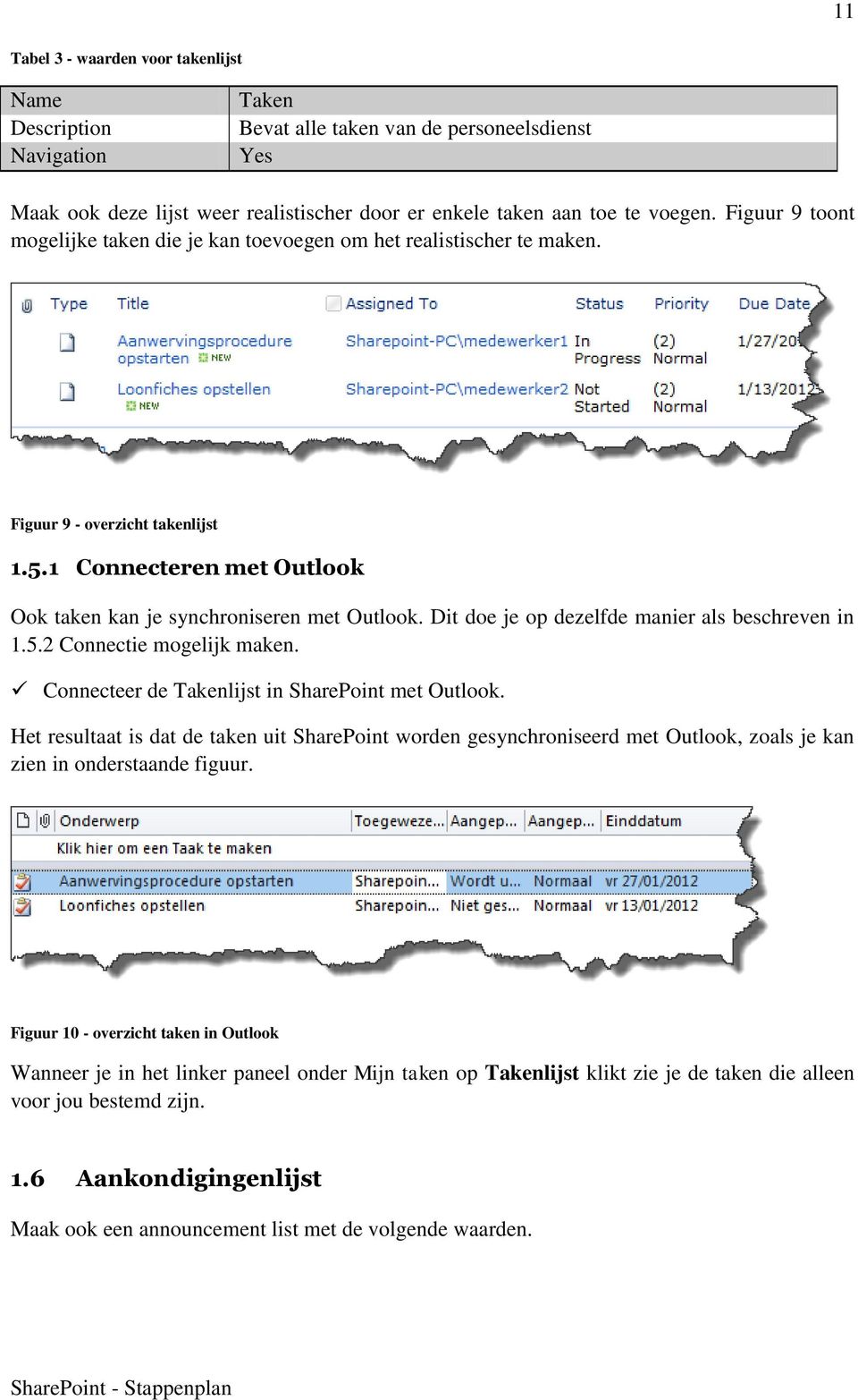 Dit doe je op dezelfde manier als beschreven in 1.5.2 Connectie mogelijk maken. Connecteer de Takenlijst in SharePoint met Outlook.