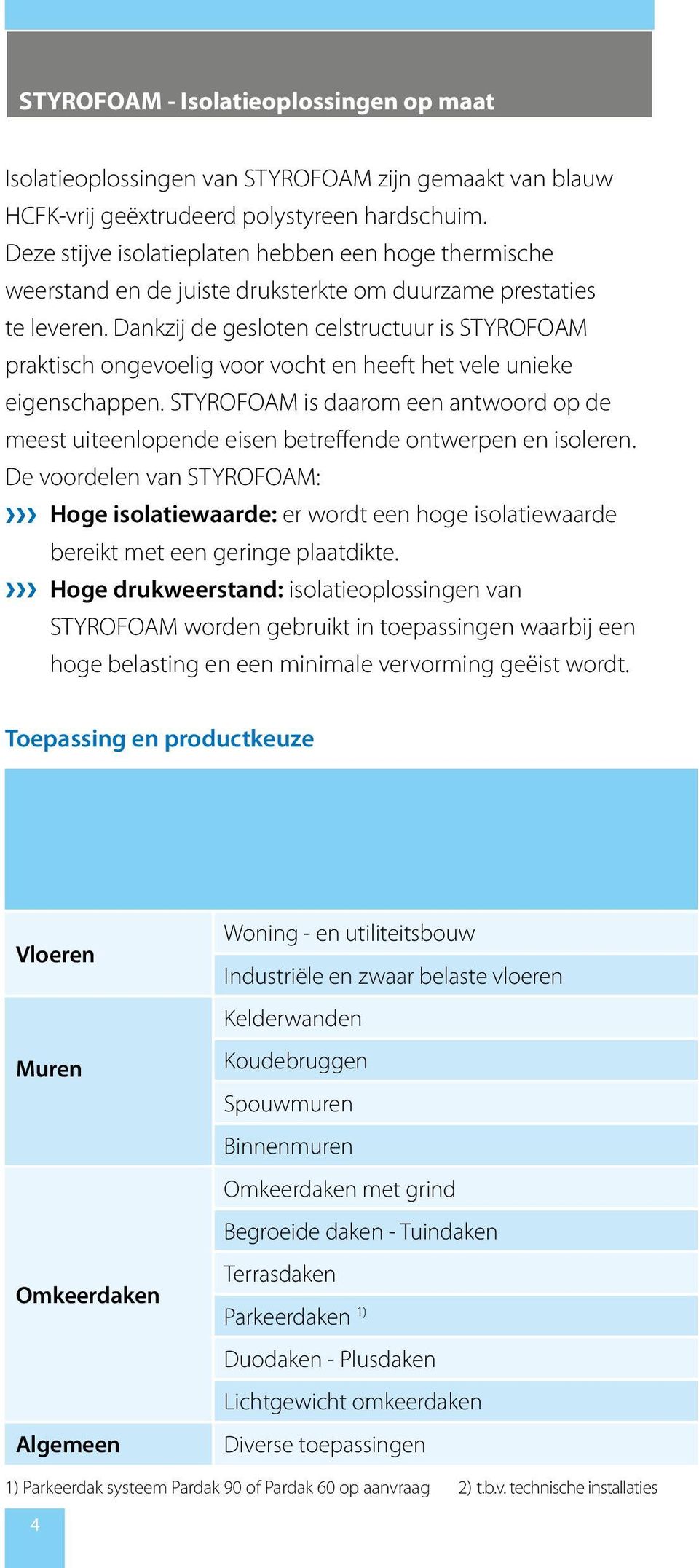 Dankzij de gesloten celstructuur is STYROFOAM praktisch ongevoelig voor vocht en heeft het vele unieke eigenschappen.