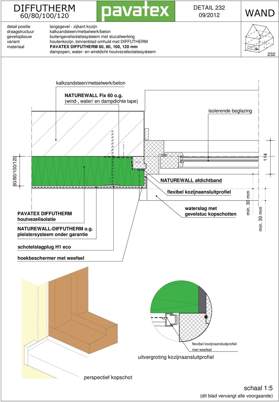 (wind-, water/ en dampdichte tape) isolerende beglazing NATUREWALL afdichtband 114 flexibel kozijnaansluitprofiel