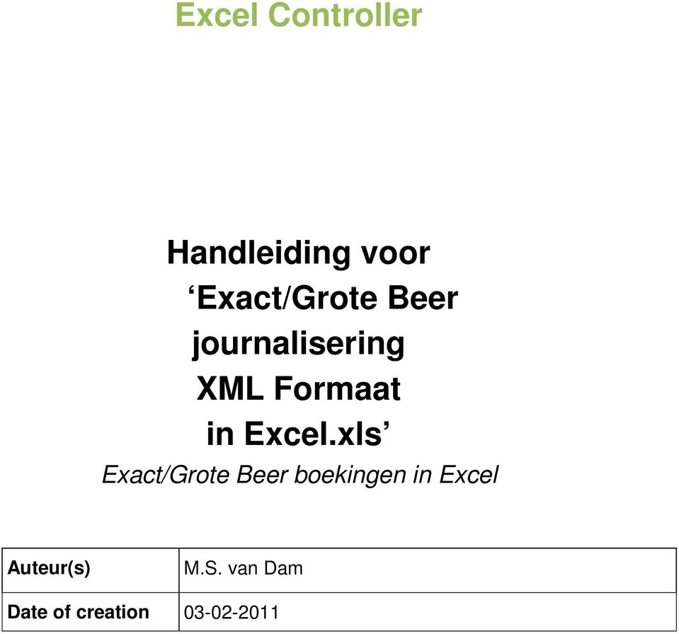 xls /Grote Beer boekingen in Excel