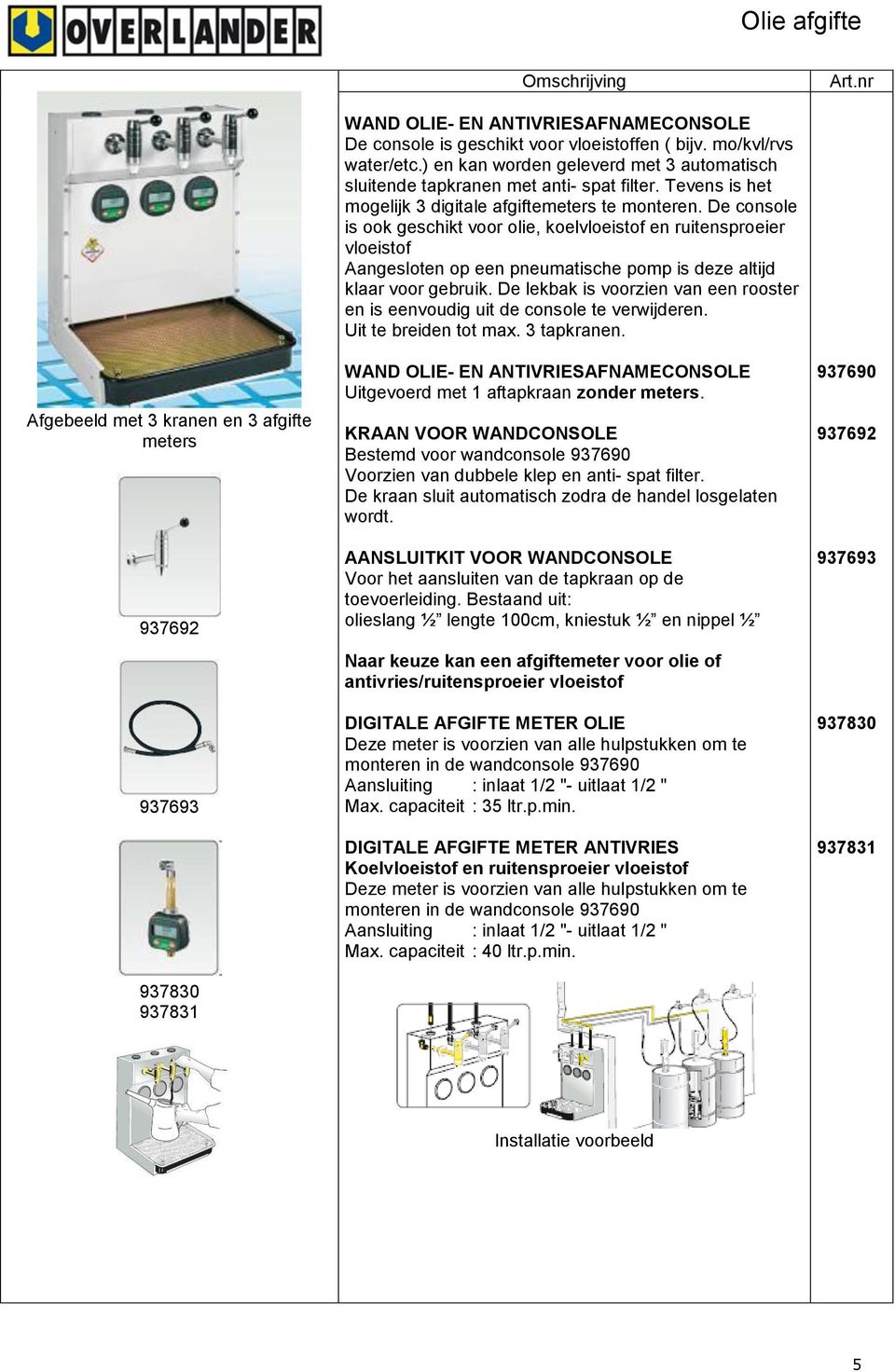 De console is ook geschikt voor olie, koelvloeistof en ruitensproeier vloeistof Aangesloten op een pneumatische pomp is deze altijd klaar voor gebruik.