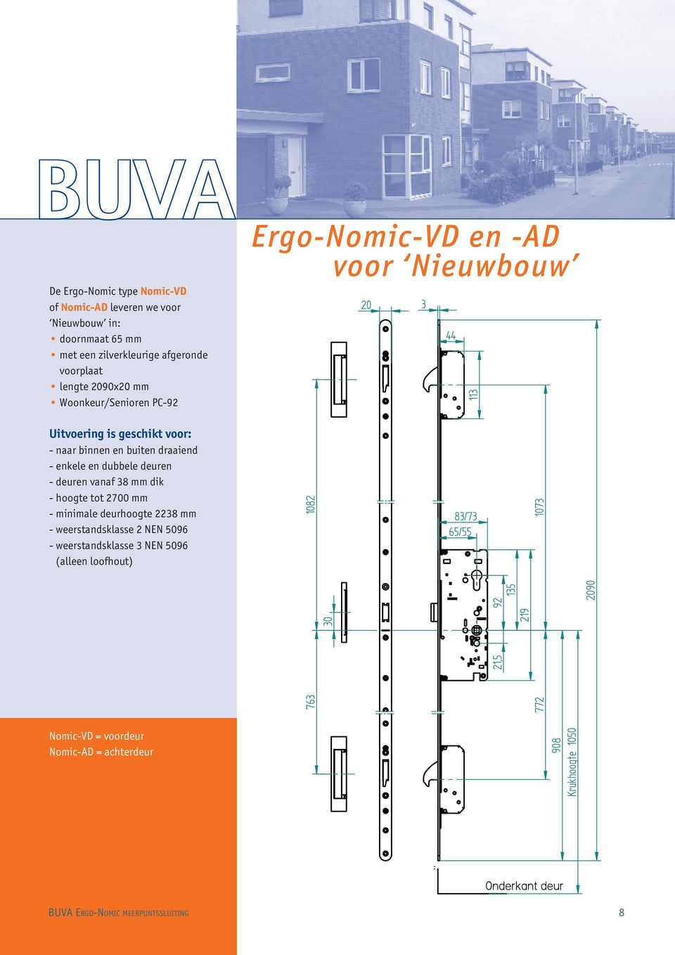 binnen en buiten draaiend - enkele en dubbele deuren - deuren vanaf 38 mm dik - hoogte tot 2700 mm - minimale deurhoogte