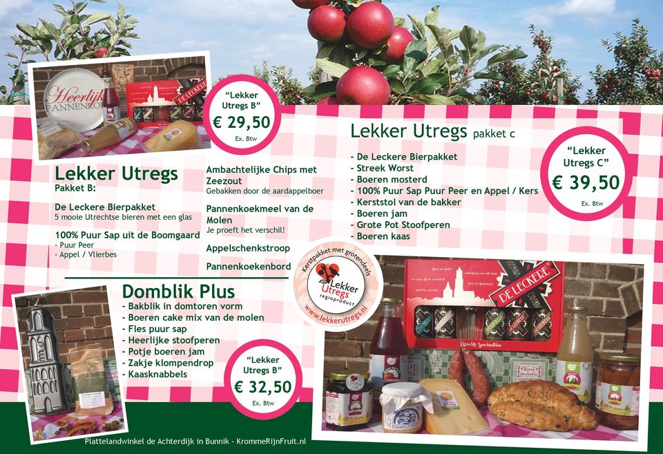 Appelschenkstroop Pannenkoekenbord Domblik Plus - Bakblik in domtoren vorm Boeren cake mix van de molen Fles puur sap Heerlijke stoofperen Potje boeren jam Lekker Zakje