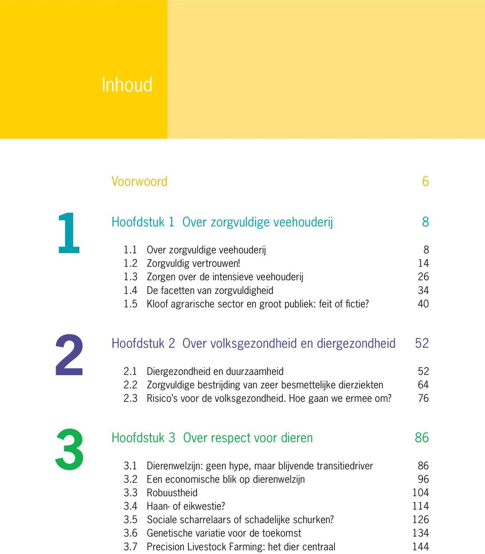 2 Zorgvuldige bestrijding van zeer besmettelijke dierziekten 64 2.3 Risico s voor de volksgezondheid. Hoe gaan we ermee om? 76 3 Hoofdstuk 3 Over respect voor dieren 86 3.