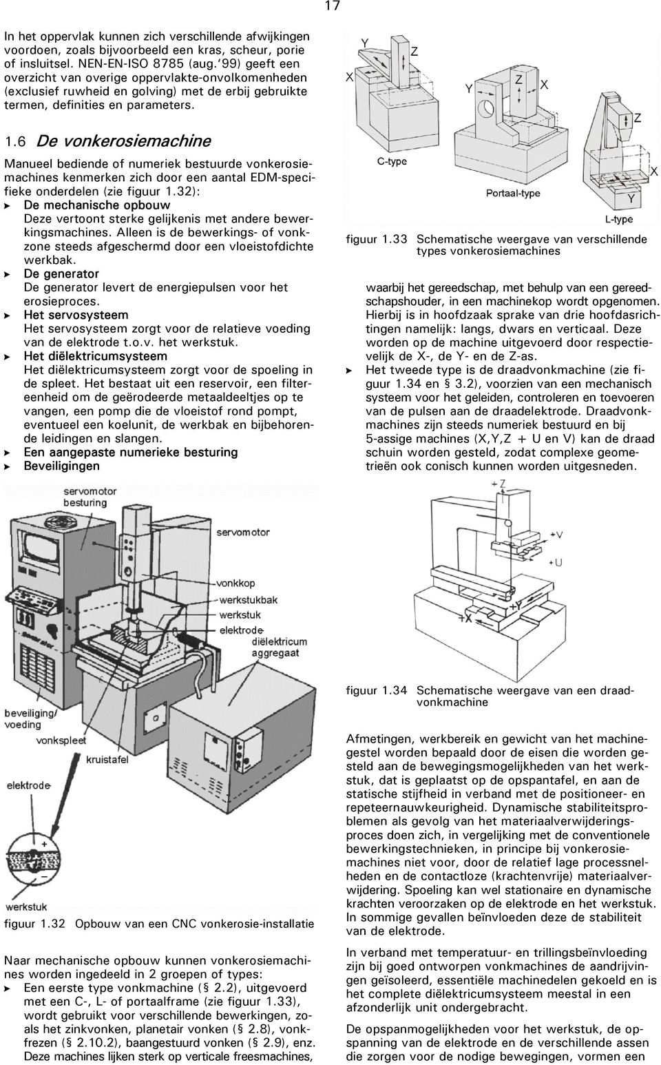 6 De vonkerosiemachine Manueel bediende of numeriek bestuurde vonkerosiemachines kenmerken zich door een aantal EDM-specifieke onderdelen (zie figuur 1.