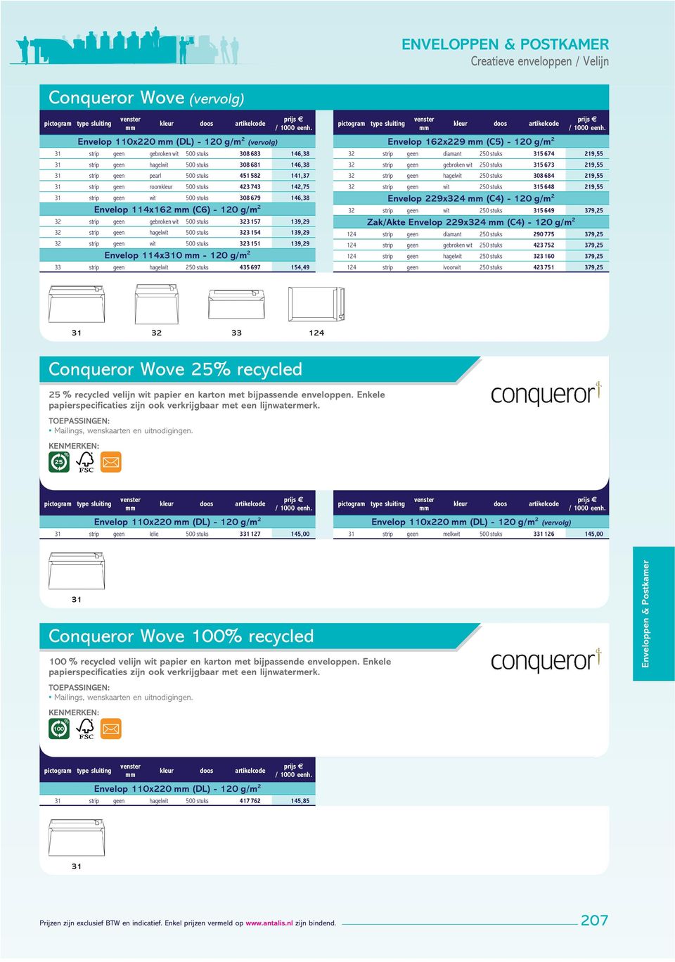 500 stuks 323 151 139,29 Envelop 114x310-120 g/m 2 33 hagelwit 250 stuks 435 697 154,49 Envelop 162x229 (C5) - 120 g/m 2 32 diamant 250 stuks 315 674 219,55 32 gebroken wit 250 stuks 315 673 219,55
