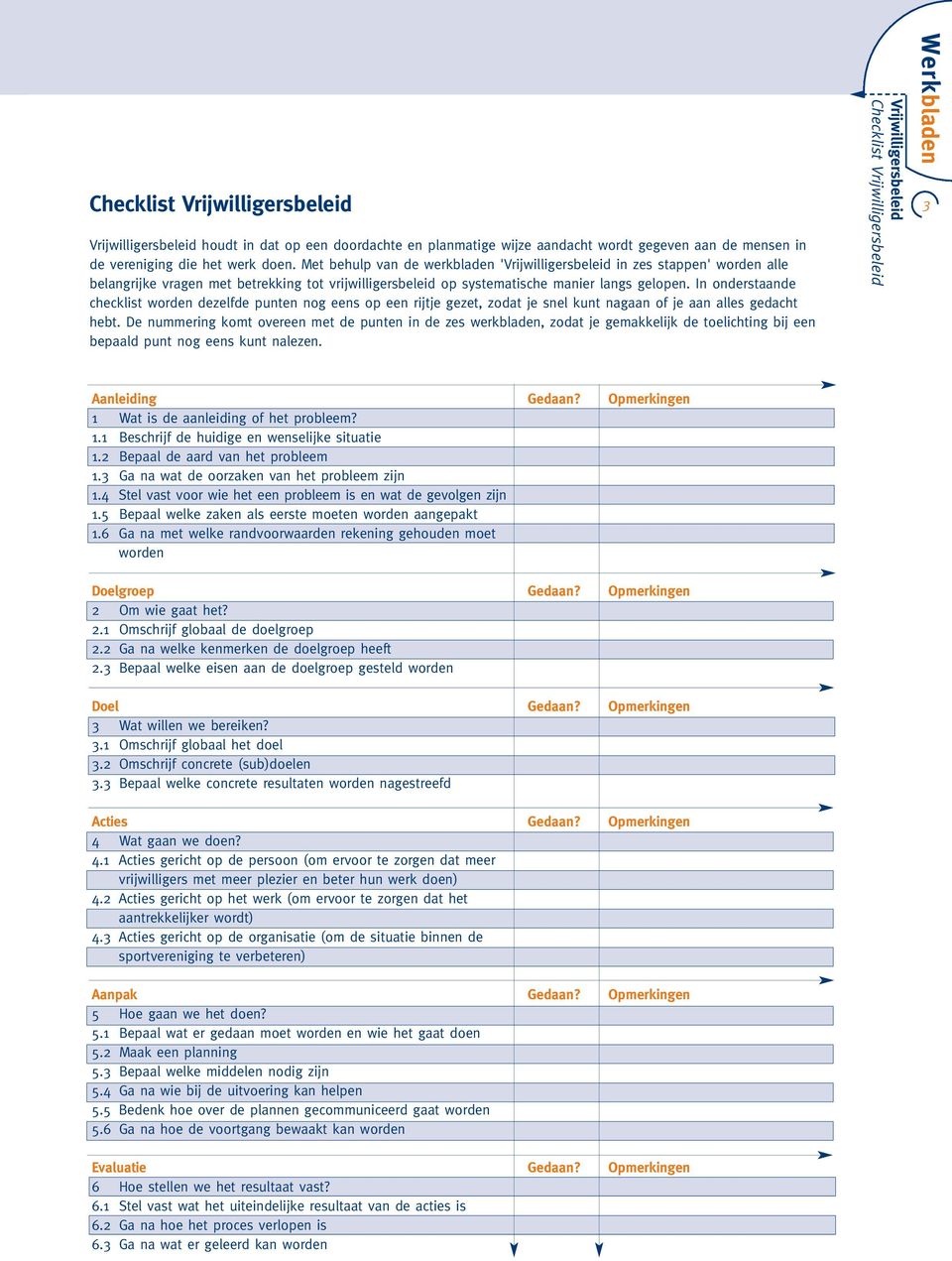 In onderstaande checklist worden dezelfde punten nog eens op een rijtje gezet, zodat je snel kunt nagaan of je aan alles gedacht hebt.