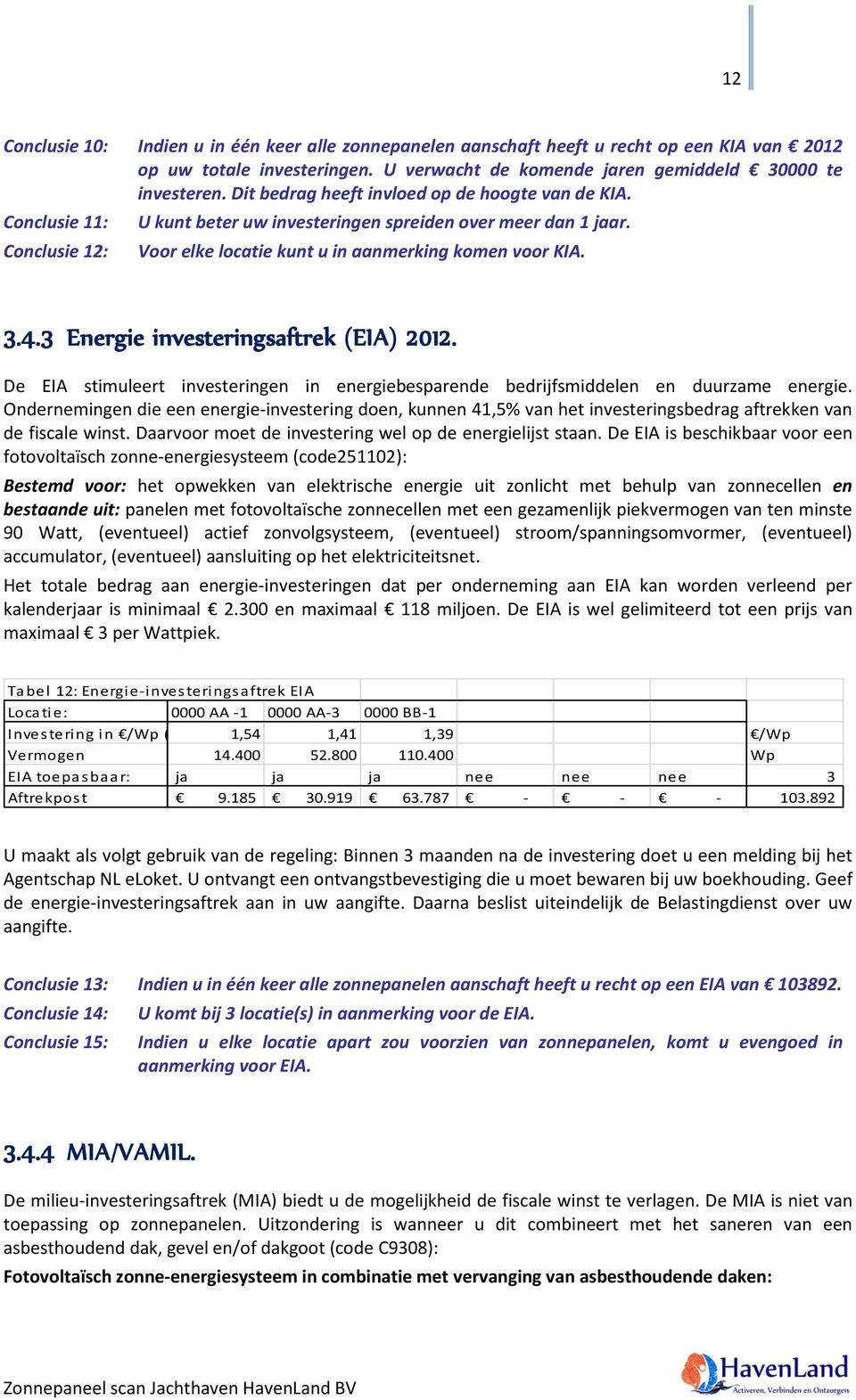 3 Energie investeringsaftrek (EIA) 2012. De EIA stimuleert investeringen in energiebesparende bedrijfsmiddelen en duurzame energie.
