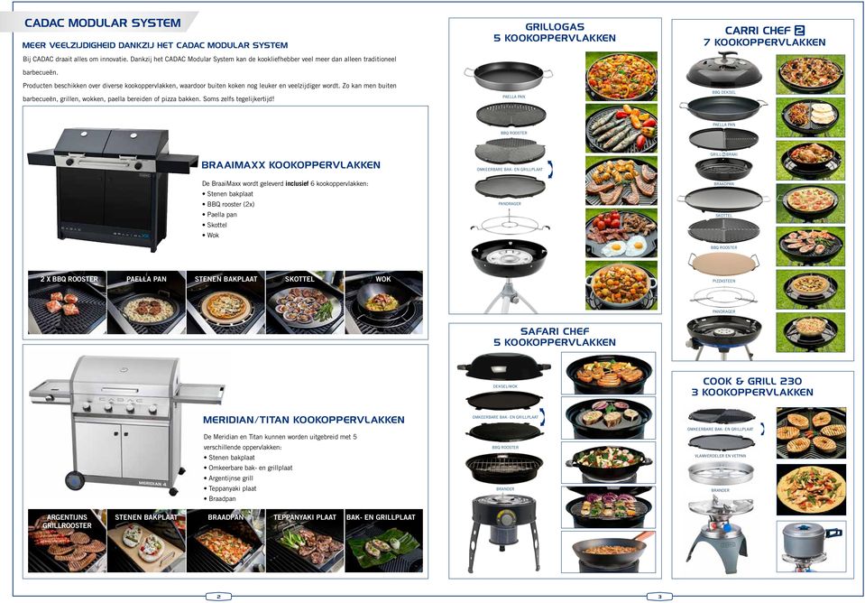 Producten beschikken over diverse kookoppervlakken, waardoor buiten koken nog leuker en veelzijdiger wordt. Zo kan men buiten barbecueën, grillen, wokken, paella bereiden of pizza bakken.