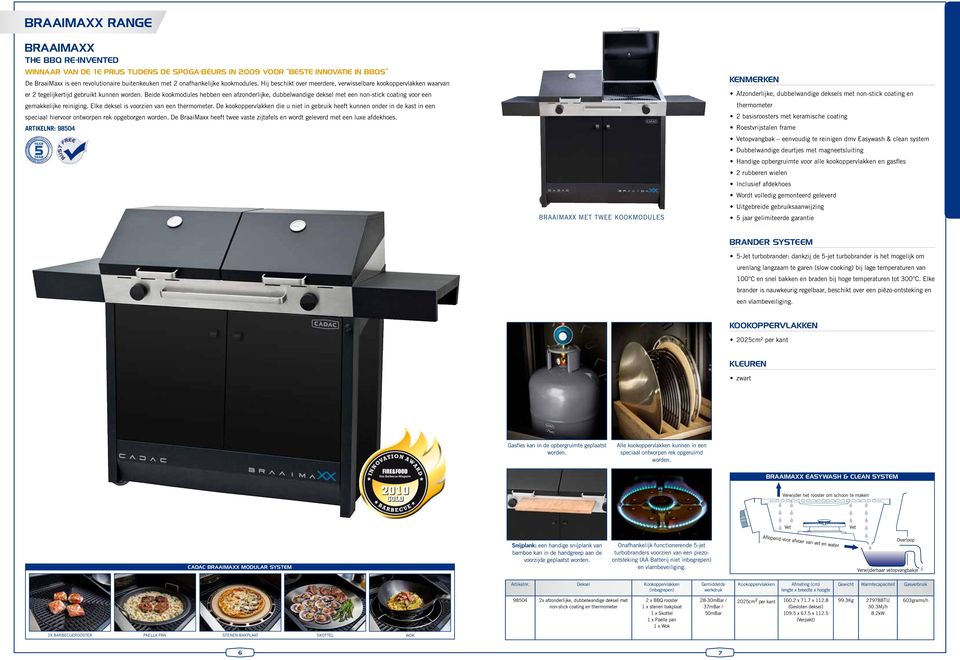 Beide kookmodules hebben een afzonderlijke, dubbelwandige deksel met een non-stick coating voor een gemakkelijke reiniging. Elke deksel is voorzien van een thermometer.