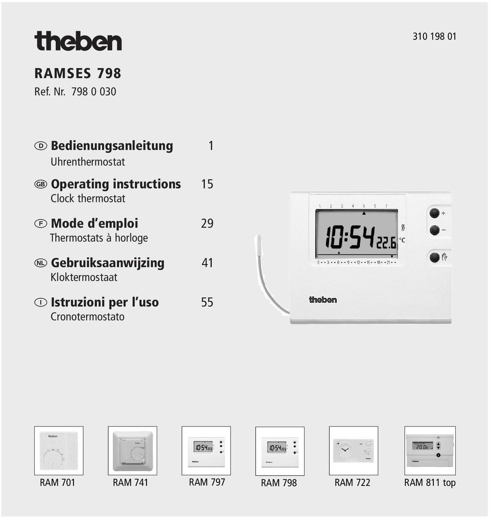 15 Clock thermostat Mode d emploi 29 Thermostats à horloge