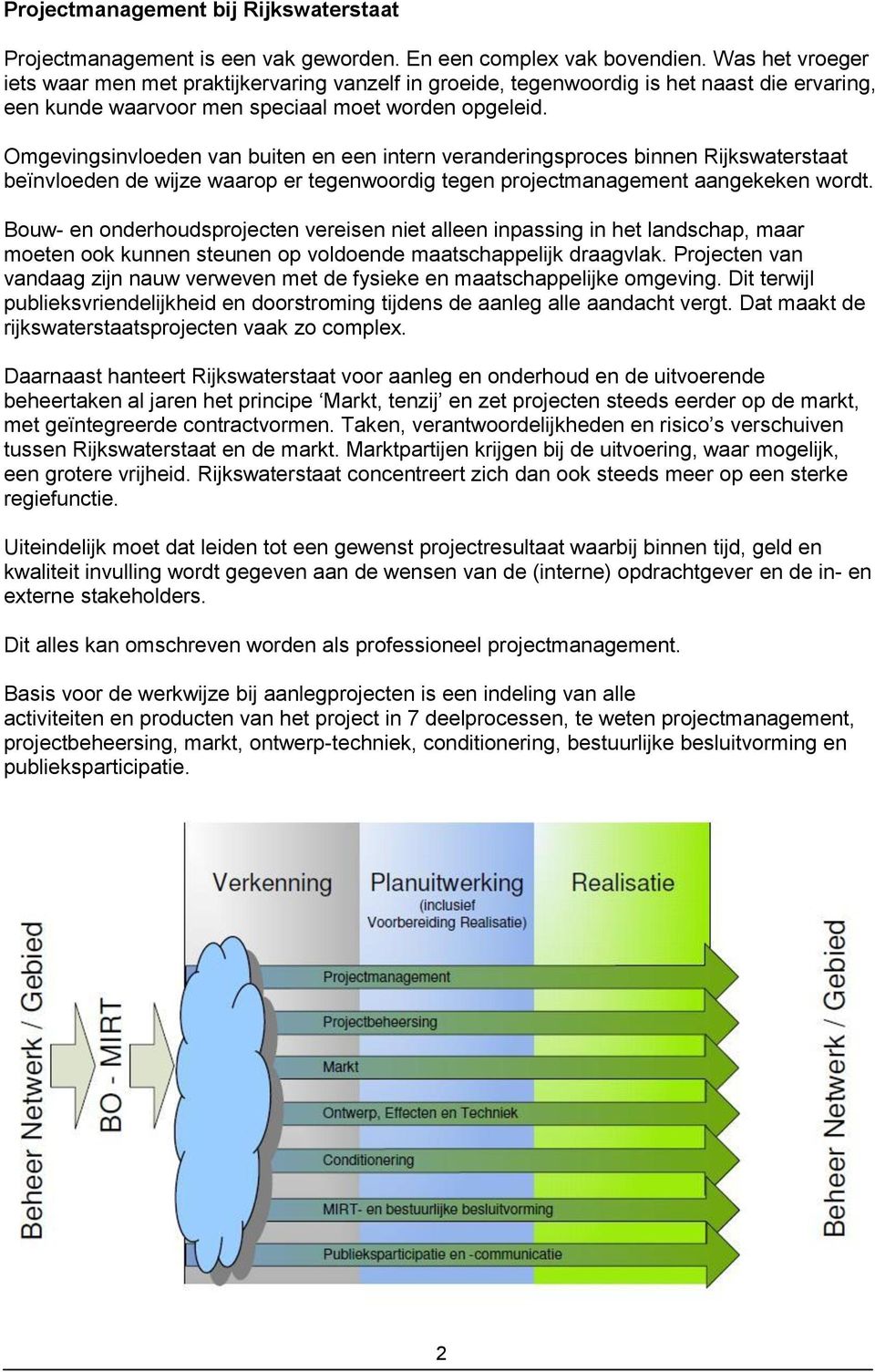 Omgevingsinvloeden van buiten en een intern veranderingsproces binnen Rijkswaterstaat beïnvloeden de wijze waarop er tegenwoordig tegen projectmanagement aangekeken wordt.