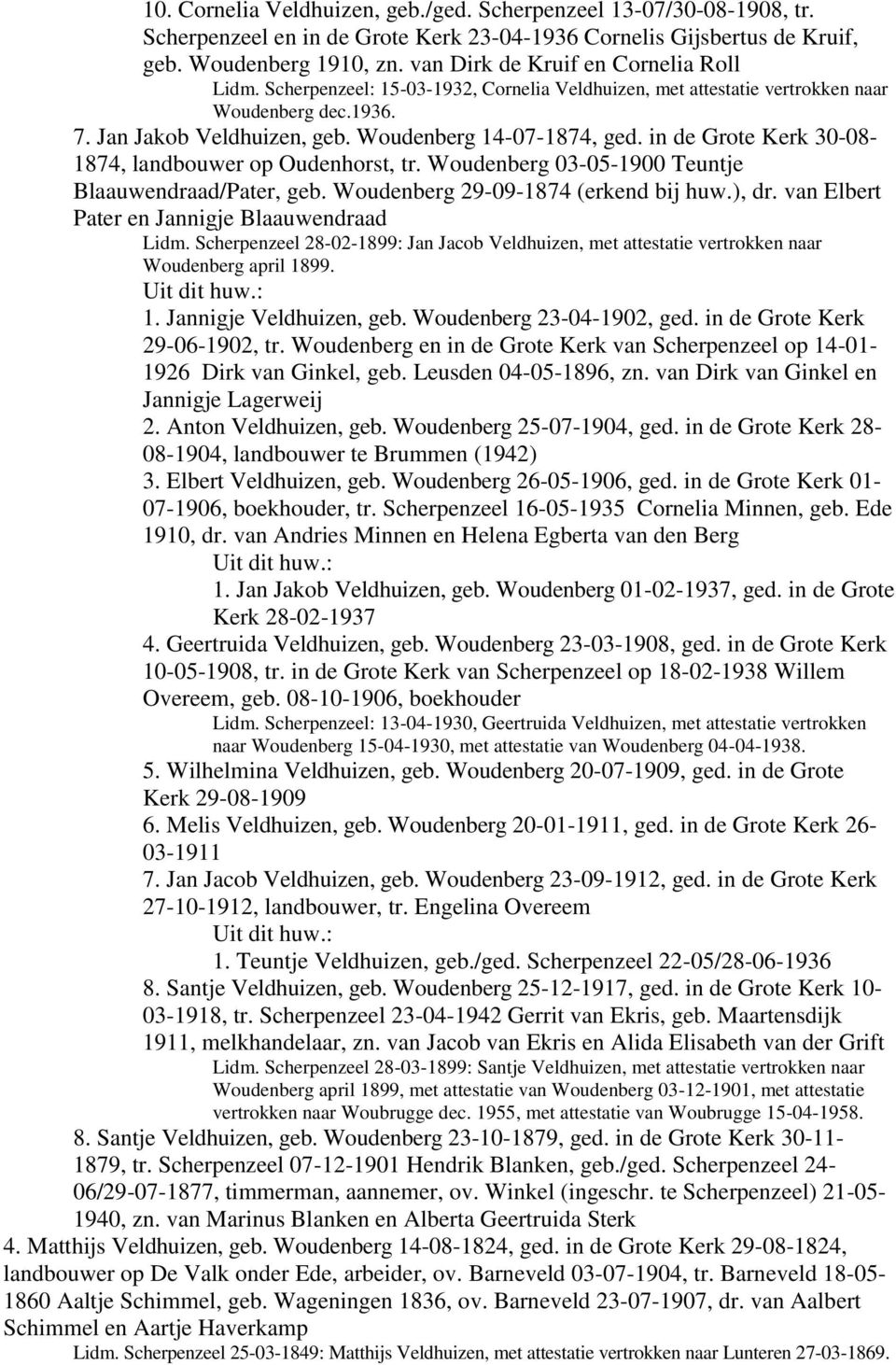 in de Grote Kerk 30-08- 1874, landbouwer op Oudenhorst, tr. Woudenberg 03-05-1900 Teuntje Blaauwendraad/Pater, geb. Woudenberg 29-09-1874 (erkend bij huw.), dr.