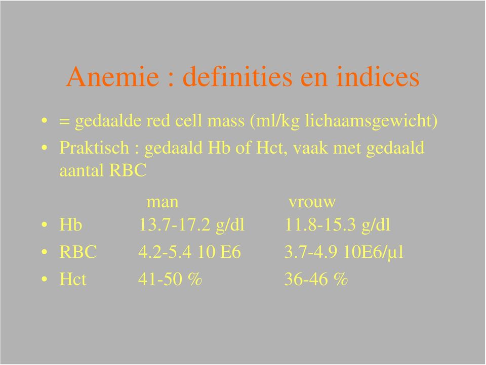 anemie g dl