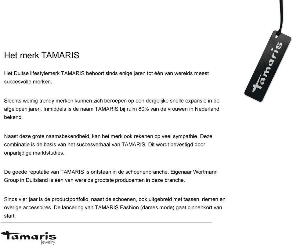 Het Duitse lifestylemerk TAMARIS behoort sinds enige jaren tot één van  werelds meest succesvolle merken. - PDF Gratis download