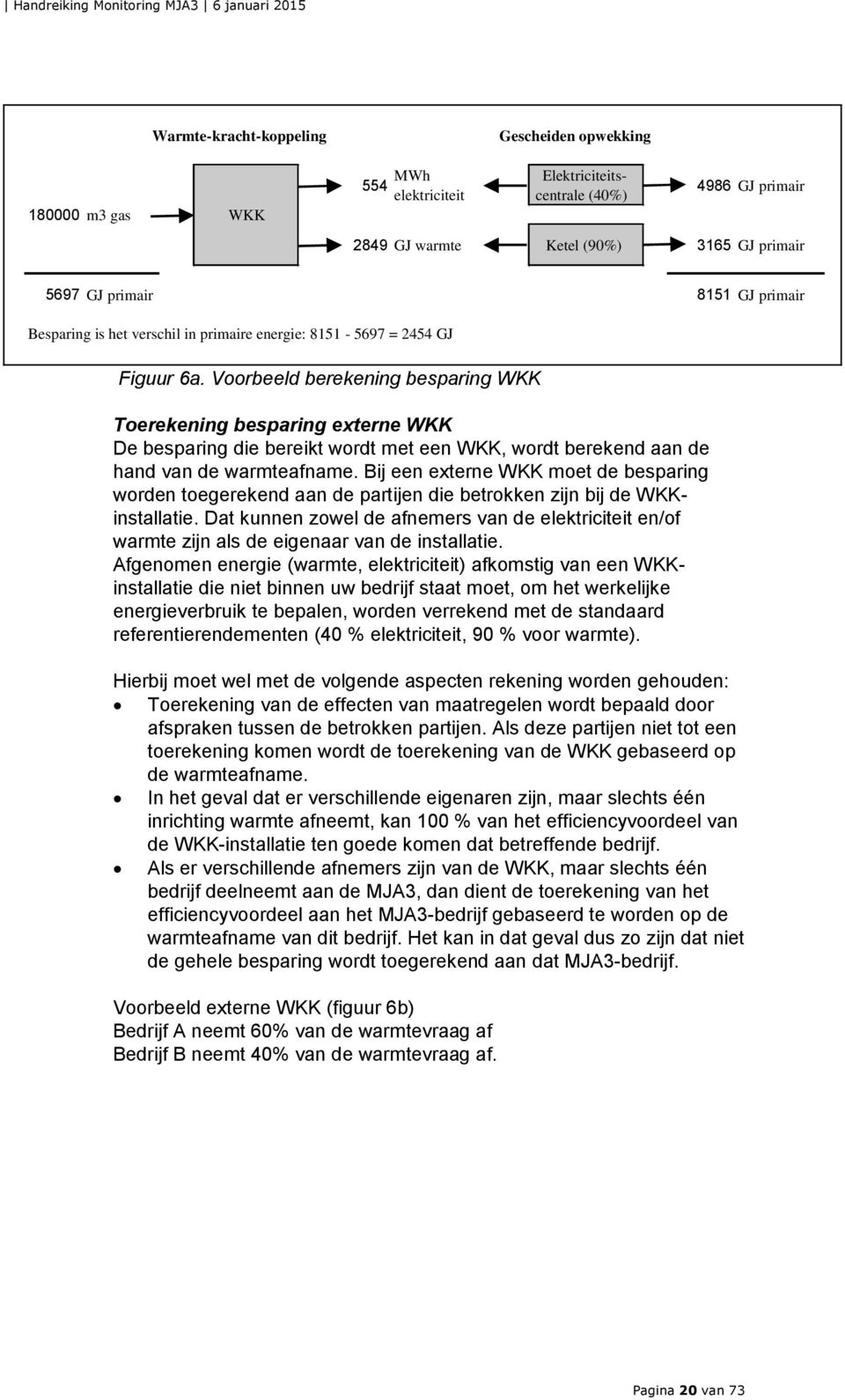 Voorbeeld berekening besparing WKK Toerekening besparing externe WKK De besparing die bereikt wordt met een WKK, wordt berekend aan de hand van de warmteafname.