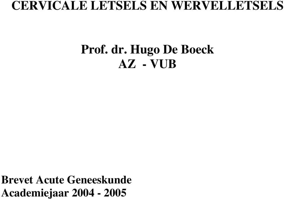 Hugo De Boeck AZ - VUB