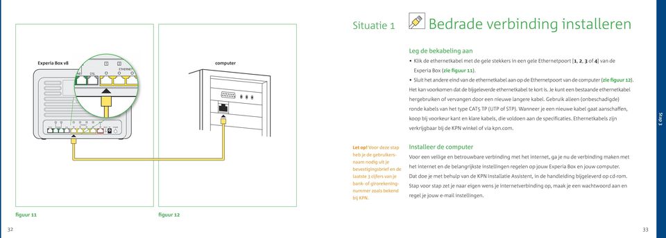 Het kan voorkomen dat de bijgeleverde ethernetkabel te kort is. Je kunt een bestaande ethernetkabel hergebruiken vervangen door een nieuwe langere kabel.