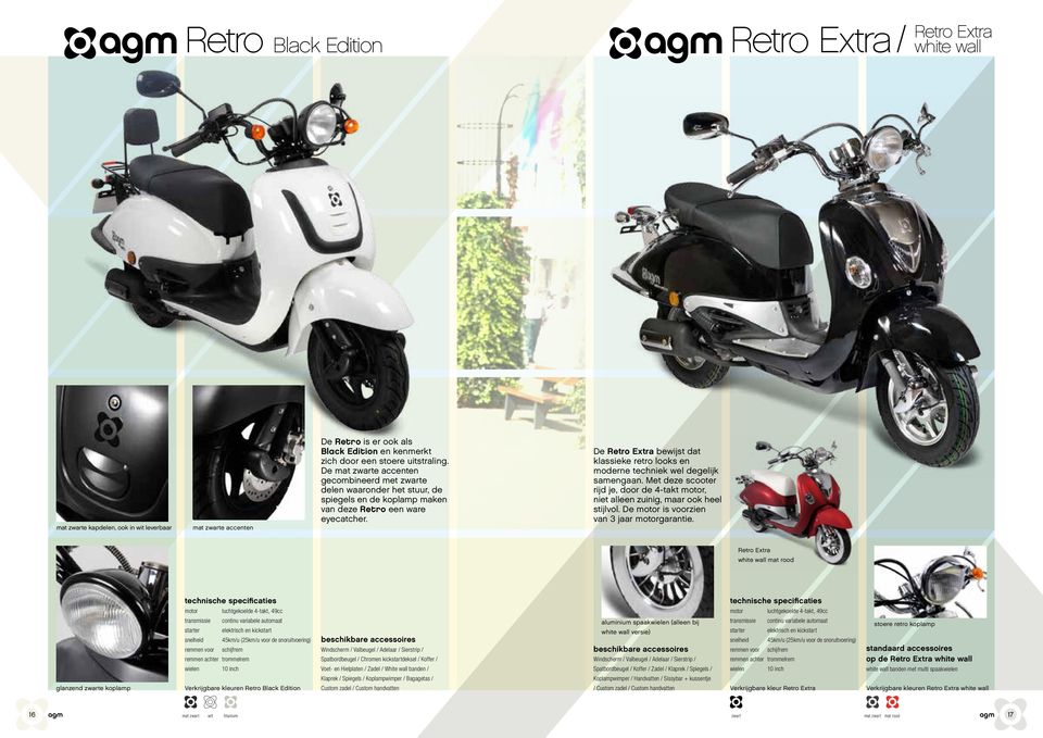 De Retro Extra bewijst dat klassieke retro looks en moderne techniek wel degelijk samengaan. Met deze scooter rijd je, door de 4-takt motor, niet alleen zuinig, maar ook heel stijlvol.