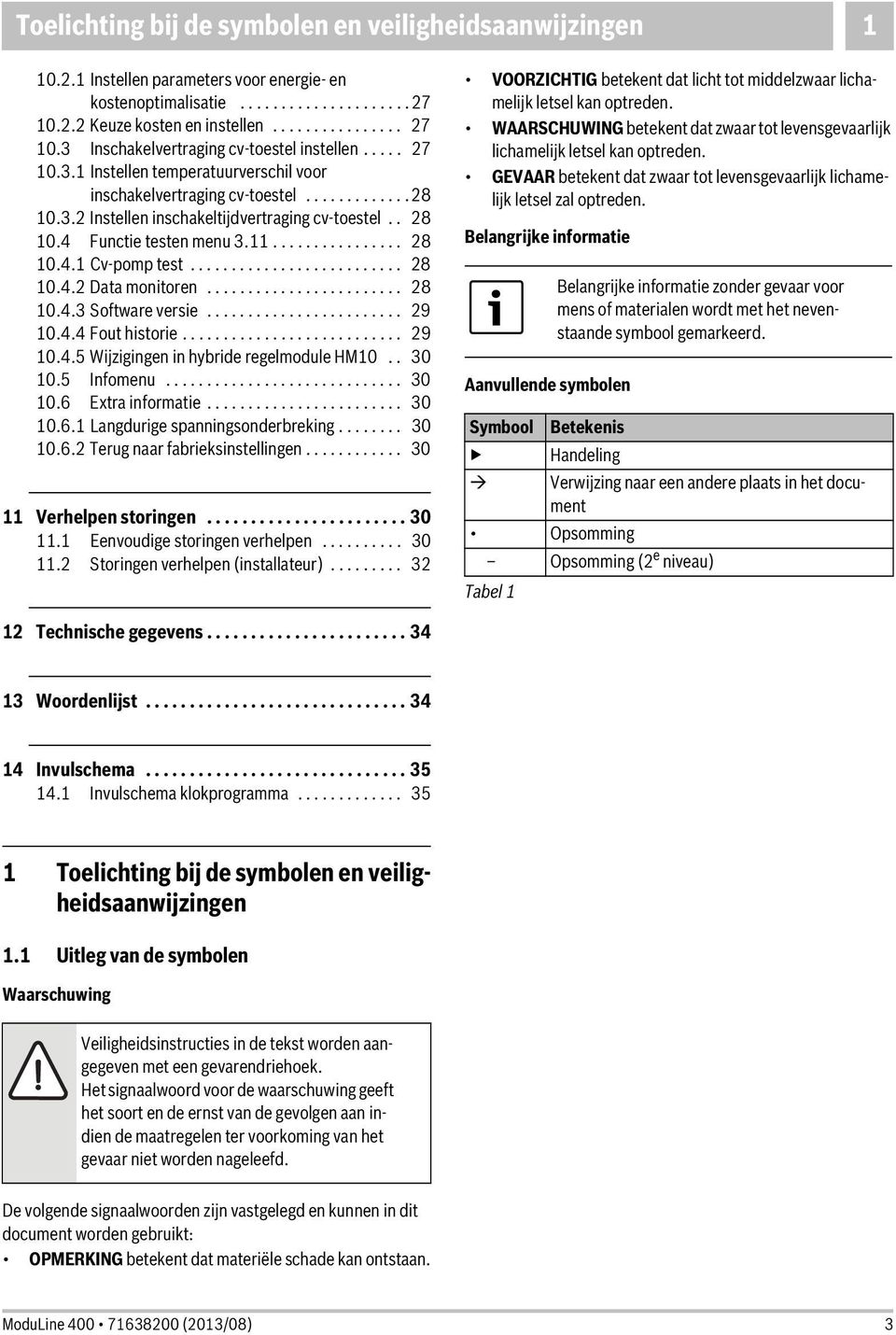 4 Functie testen menu 3.11................ 28 10.4.1 Cv-pomp test.......................... 28 10.4.2 Data monitoren........................ 28 10.4.3 Software versie........................ 29 10.4.4 Fout historie.