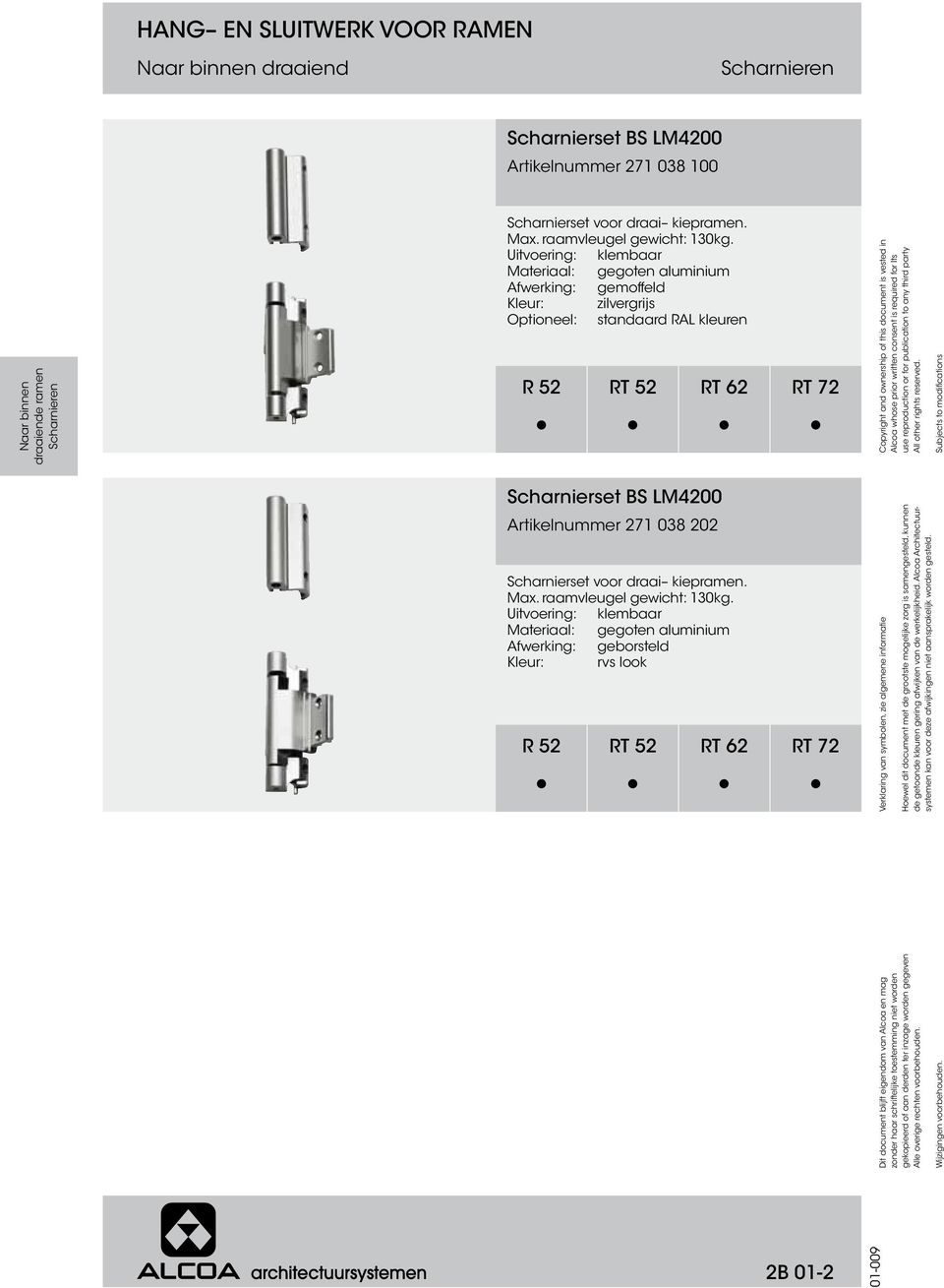 Uitvoering: klembaar Materiaal: gegoten aluminium zilvergrijs Scharnierset BS LM4200 Artikelnummer 271 038 202