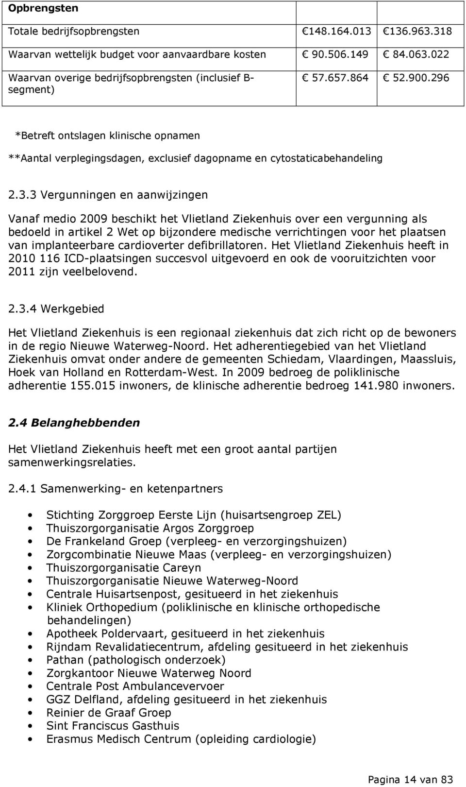 3 Vergunningen en aanwijzingen Vanaf medio 2009 beschikt het Vlietland Ziekenhuis over een vergunning als bedoeld in artikel 2 Wet op bijzondere medische verrichtingen voor het plaatsen van