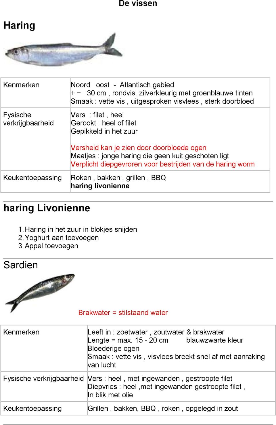 Roken, bakken, grillen, BBQ haring livonienne haring Livonienne 1.Haring in het zuur in blokjes snijden 2.Yoghurt aan toevoegen 3.