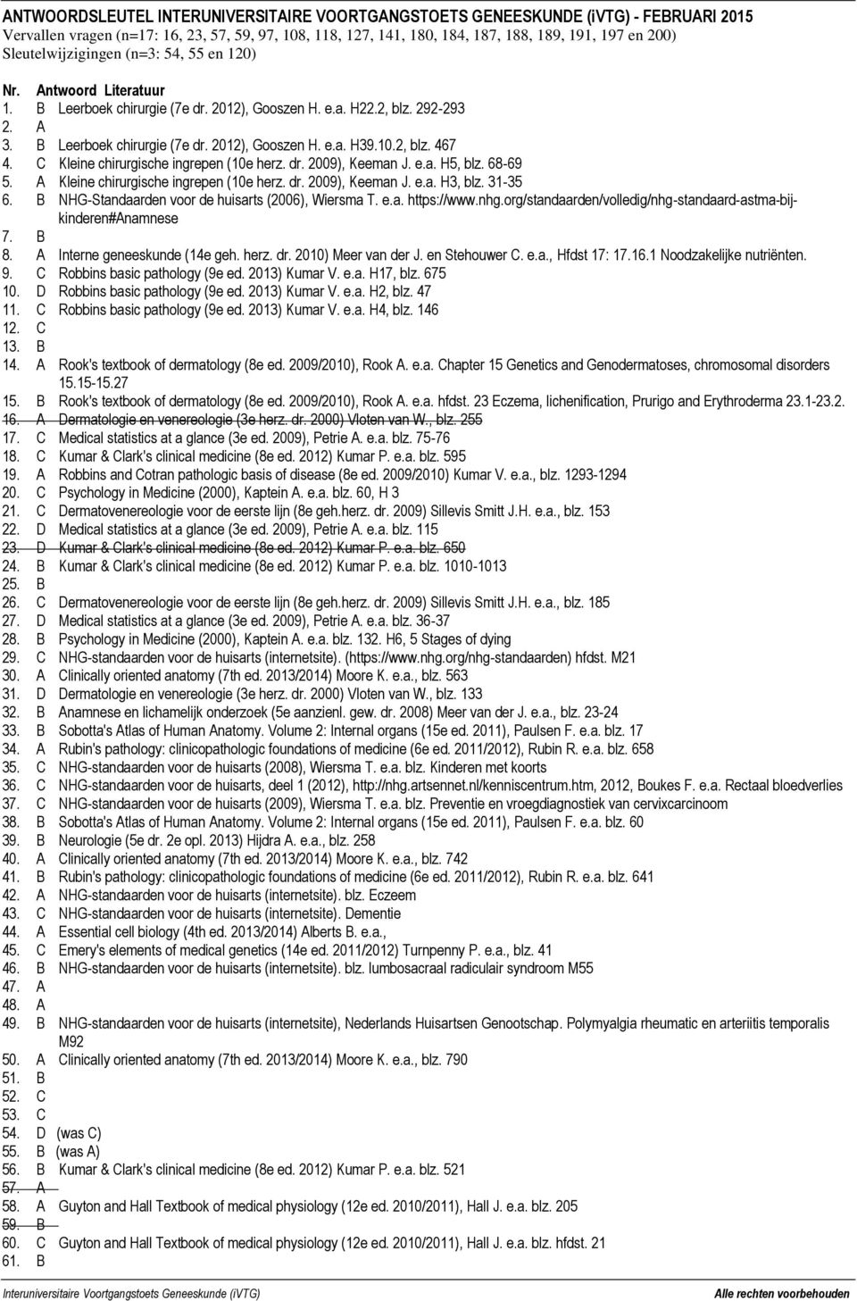 10.2, blz. 467 4. C Kleine chirurgische ingrepen (10e herz. dr. 2009), Keeman J. e.a. H5, blz. 68-69 5. A Kleine chirurgische ingrepen (10e herz. dr. 2009), Keeman J. e.a. H3, blz. 31-35 6.