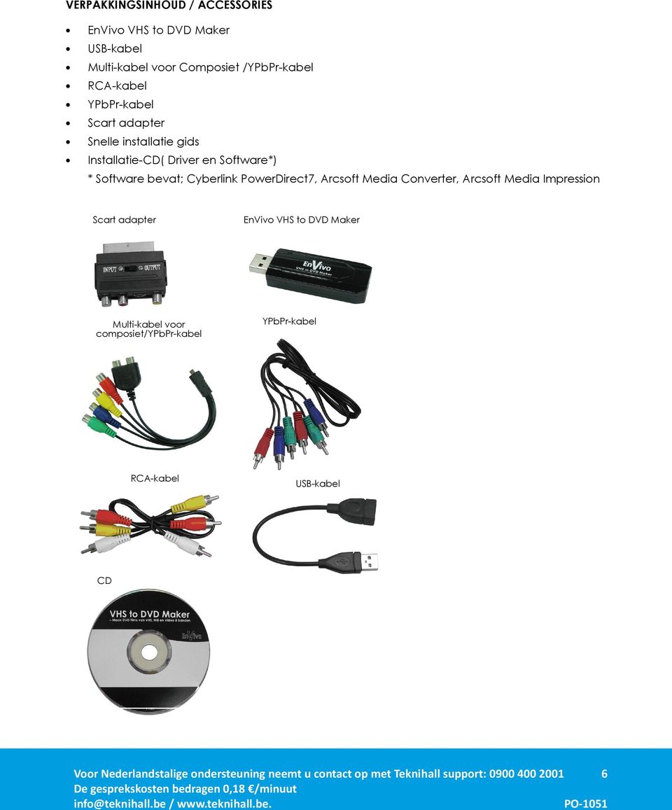 PowerDirect7, Arcsoft Media Converter, Arcsoft Media Impression Scart adapter EnVivo VHS to DVD Maker Multi-kabel voor