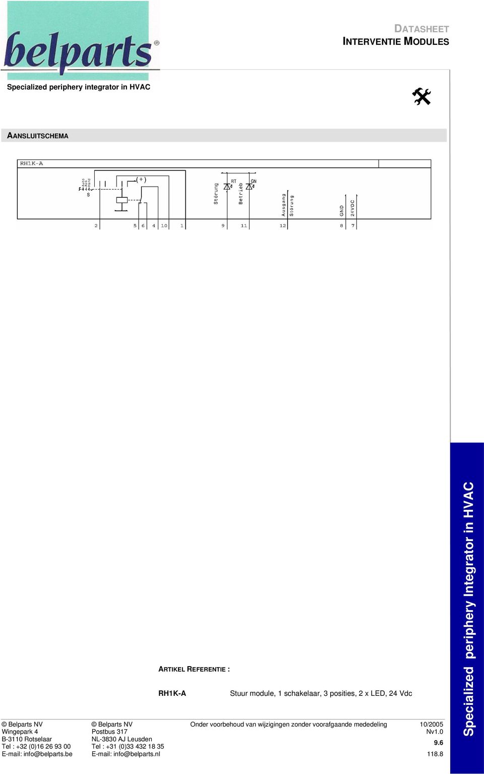 module, 1 schakelaar, 3