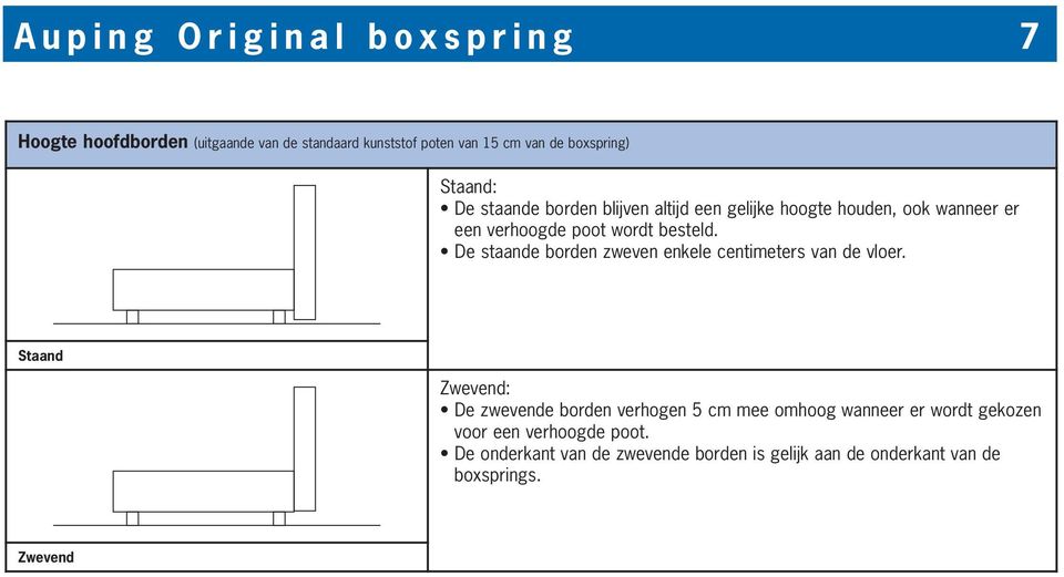 wordt besteld. De staande borden zweven enkele centimeters van de vloer.