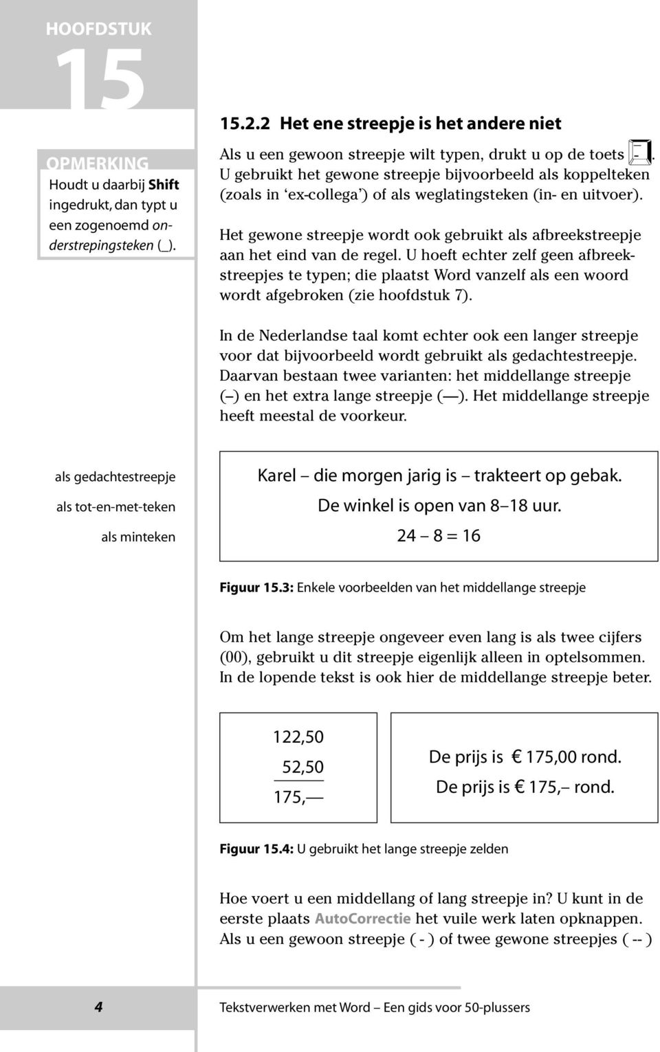 Het gewone streepje wordt ook gebruikt als afbreekstreepje aan het eind van de regel.