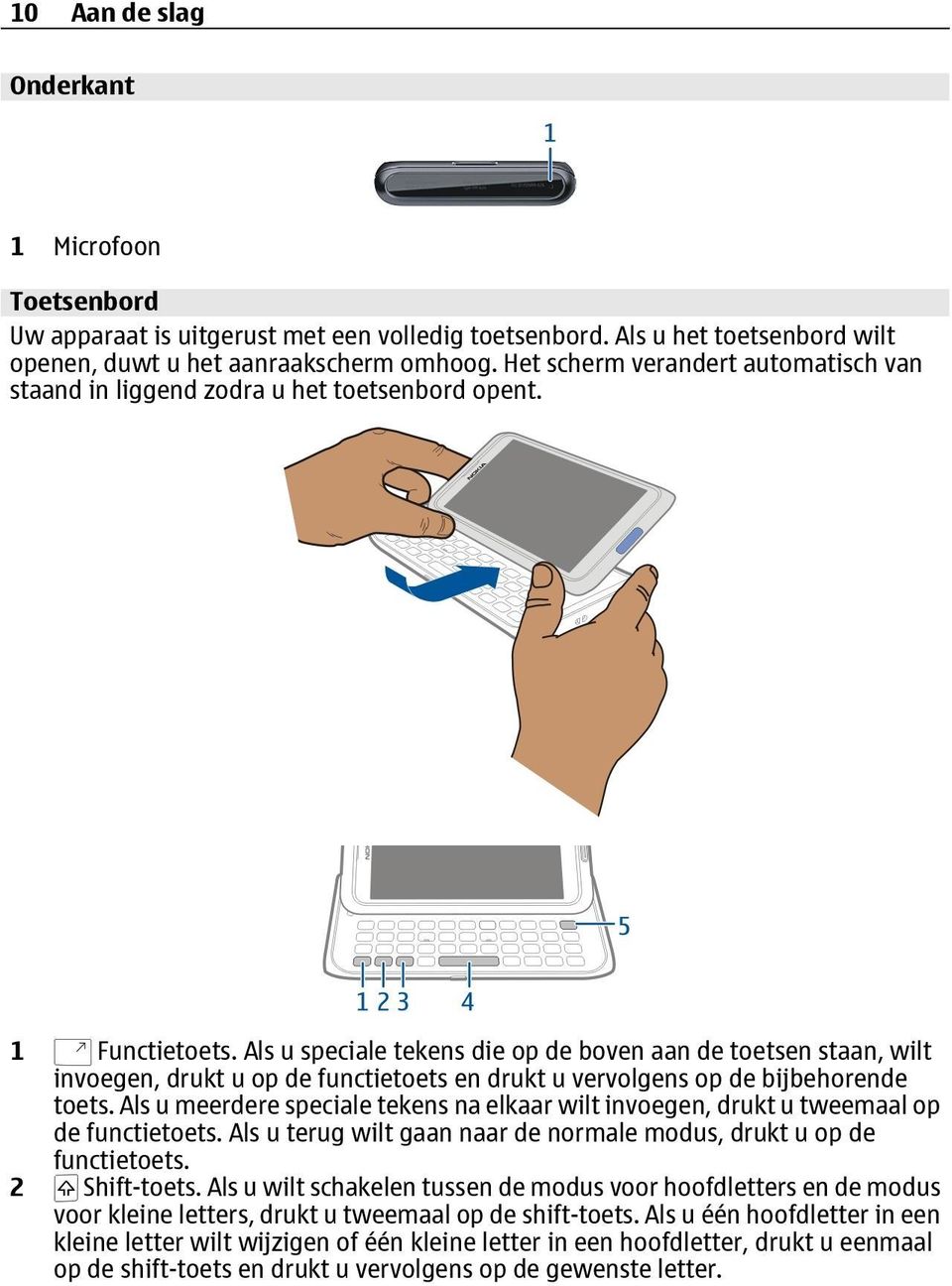 Als u speciale tekens die op de boven aan de toetsen staan, wilt invoegen, drukt u op de functietoets en drukt u vervolgens op de bijbehorende toets.