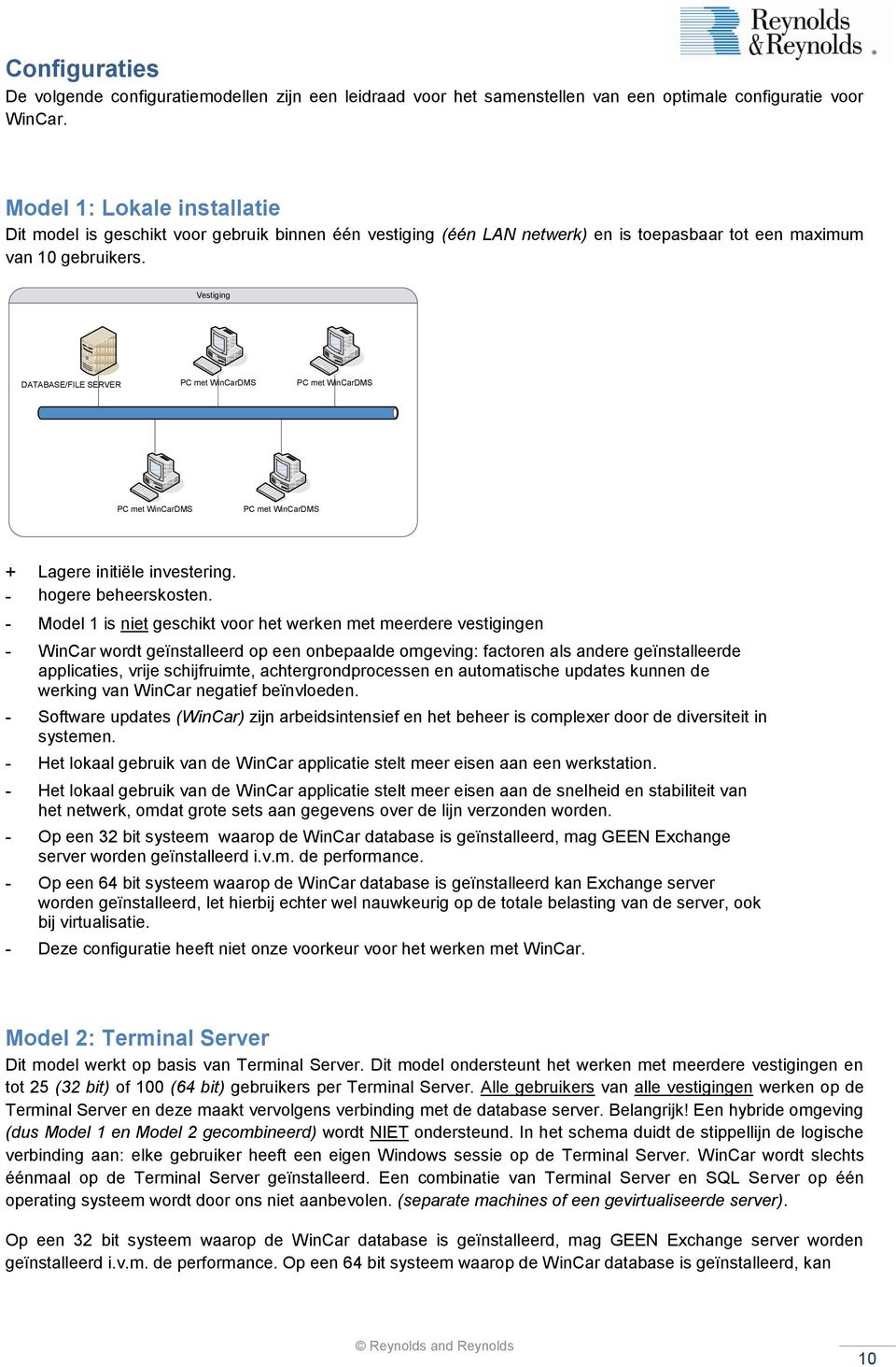 Vestiging DATABASE/FILE SERVER PC met WinCarDMS PC met WinCarDMS PC met WinCarDMS PC met WinCarDMS + - Lagere initiële investering. hogere beheerskosten.