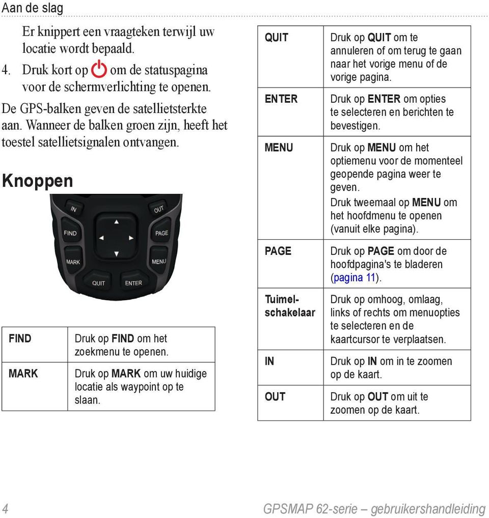 Druk op ENTER om opties te selecteren en berichten te bevestigen. Druk op MENU om het optiemenu voor de momenteel geopende pagina weer te geven.