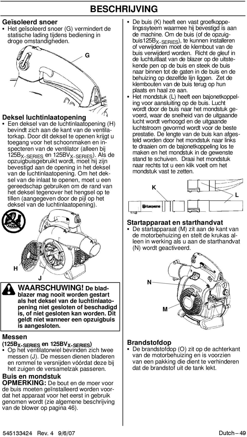 Door dit deksel te openen krijgt u toegang voor het schoonmaken en inspecteren van de ventilator (alleen bij 125B -SERIES en 125BV -SERIES ).