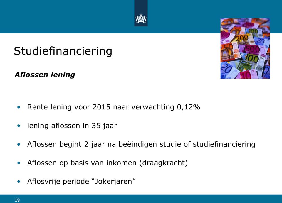 na beëindigen studie of studiefinanciering Aflossen op