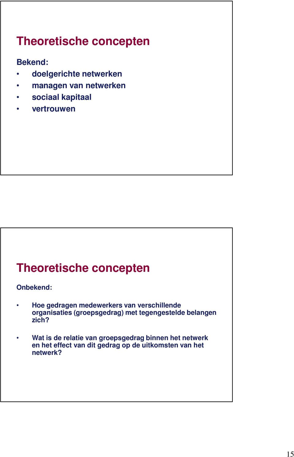 verschillende organisaties (groepsgedrag) met tegengestelde belangen zich?