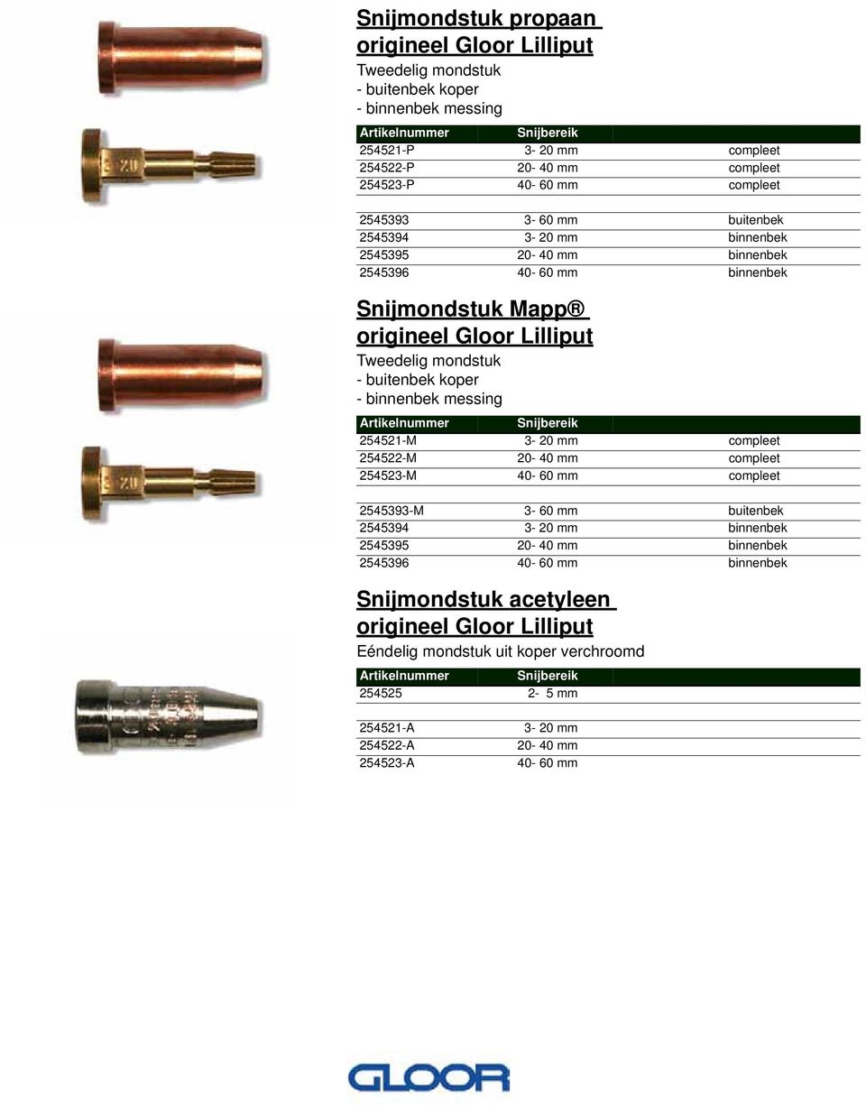 buitenbek koper - binnenbek messing Snijbereik 254521-M 3-20 mm compleet 254522-M 20-40 mm compleet 254523-M 40-60 mm compleet 2545393-M 3-60 mm buitenbek 2545394 3-20 mm binnenbek 2545395 20-40