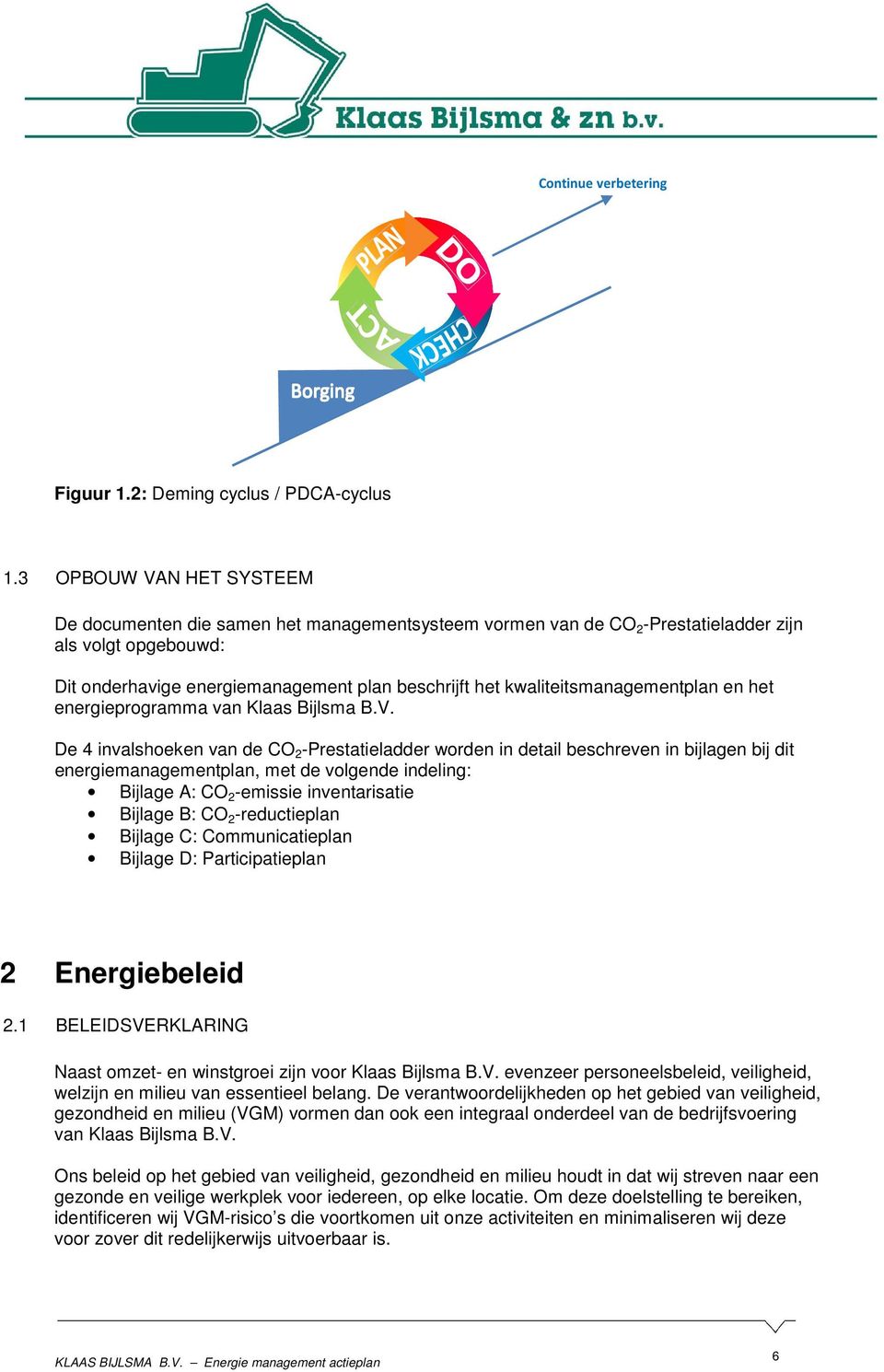 kwaliteitsmanagementplan en het energieprogramma van Klaas Bijlsma B.V.