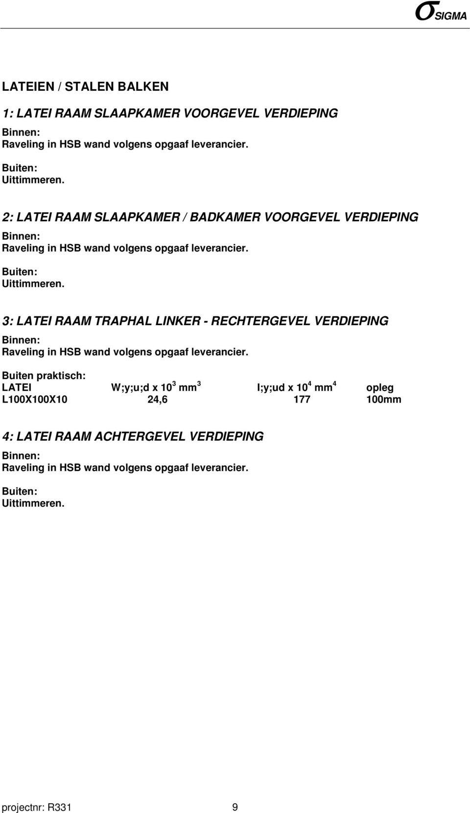 3: LATEI RAAM TRAPHAL LINKER - RECHTERGEVEL VERDIEPING Binnen: Raveling in HSB wand volgens opgaaf leverancier.