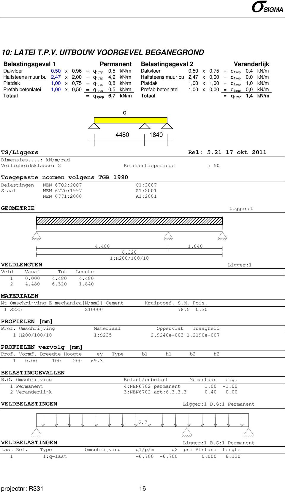 = q 1;rep 4,9 kn/m Halfsteens muur bu 2,47 x 0,00 = q 1;rep 0,0 kn/m Platdak 1,00 x 0,75 = q 1;rep 0,8 kn/m Platdak 1,00 x 1,00 = q 1;rep 1,0 kn/m Prefab betonlatei 1,00 x 0,50 = q 1;rep 0,5 kn/m