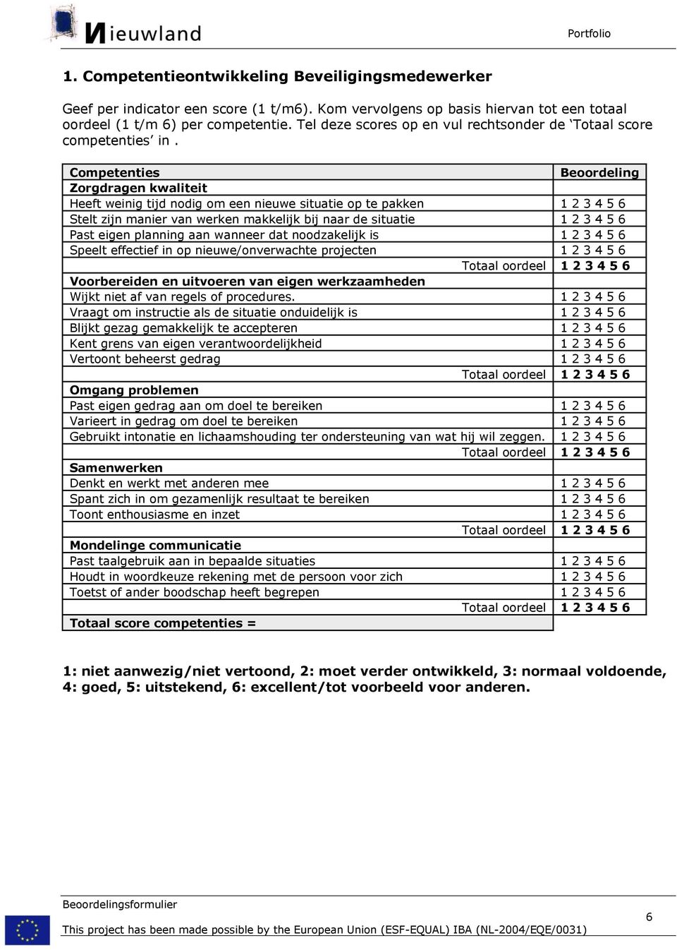 Competenties Beoordeling Zorgdragen kwaliteit Heeft weinig tijd nodig om een nieuwe situatie op te pakken 1 2 3 4 5 6 Stelt zijn manier van werken makkelijk bij naar de situatie 1 2 3 4 5 6 Past