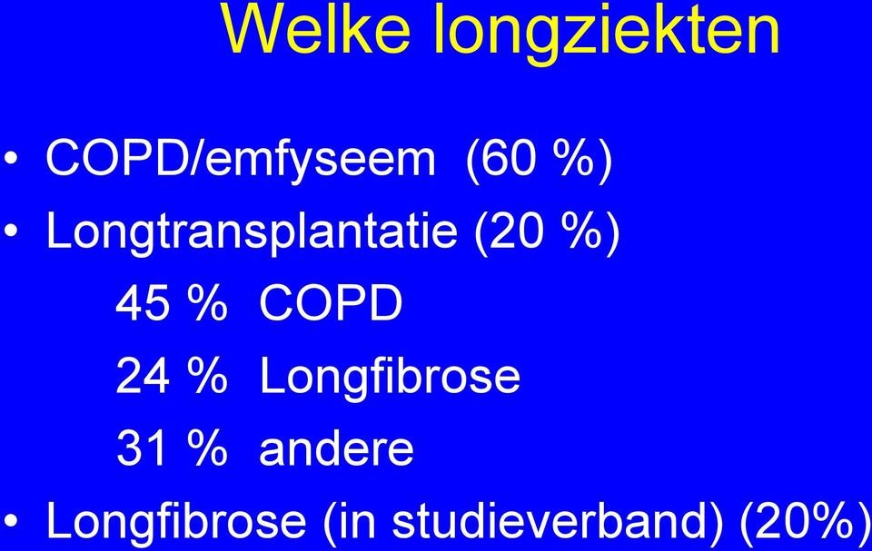 45 % COPD 24 % Longfibrose 31 %