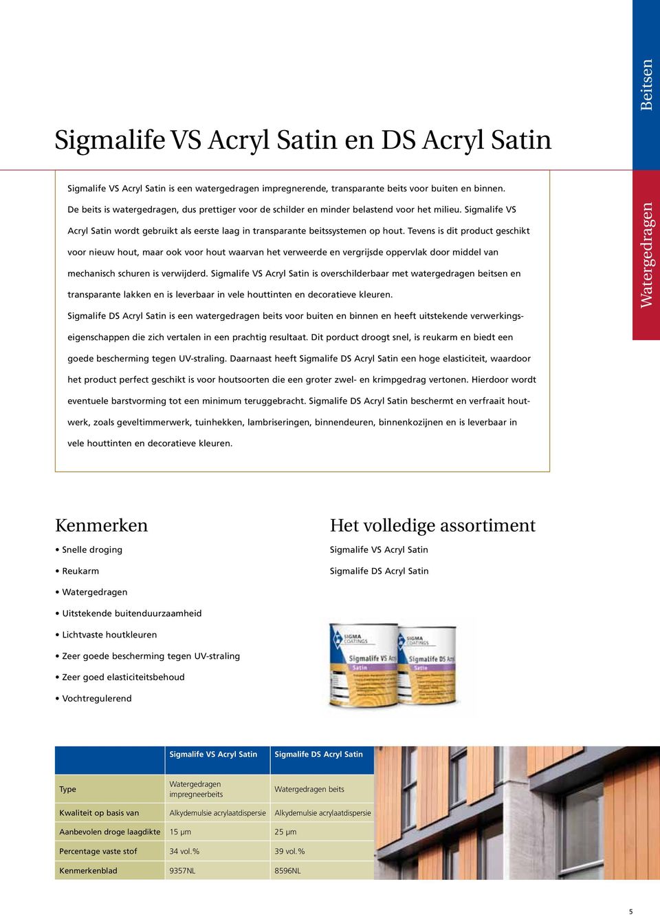 Sigmalife VS Acryl Satin wordt gebruikt als eerste laag in transparante beitssystemen op hout.