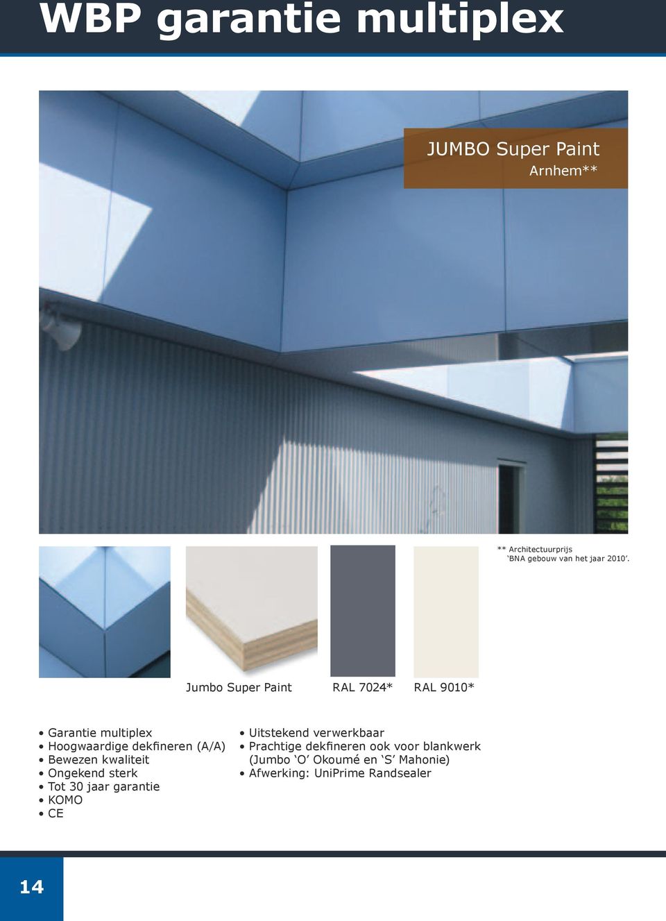 Jumbo Super Paint RAL 7024* RAL 9010* Garantie multiplex Hoogwaardige dekfineren (A/A)